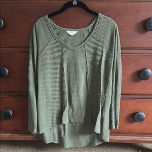 Sun & Shadow Green Relaxed Ribbed Hoodie